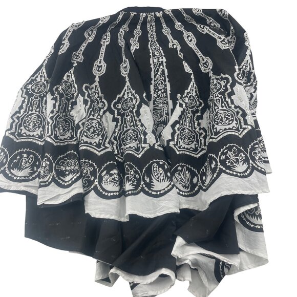 WD-NY Intricate Black White Printed Asymmetrical Blouse Sz 4 Linen Cotton - Picture 5 of 5